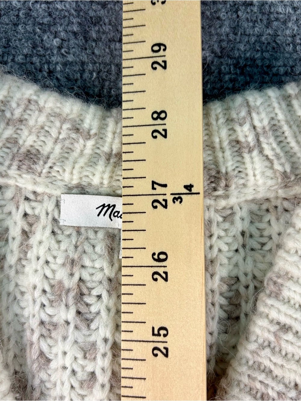Madewell Chunky Wool Blend Knit Cardigan in Cream and Tan Heather - Picture 3 of 11